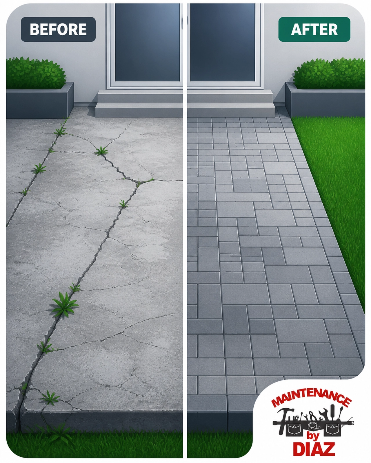 Paver transformation — Entry walkway
